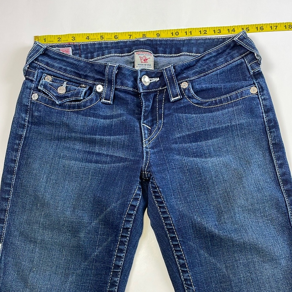 True Religion Sophie Denim Capri Low Rise Size 29 Cuffed Bermuda Button Stone - Picture 11 of 16